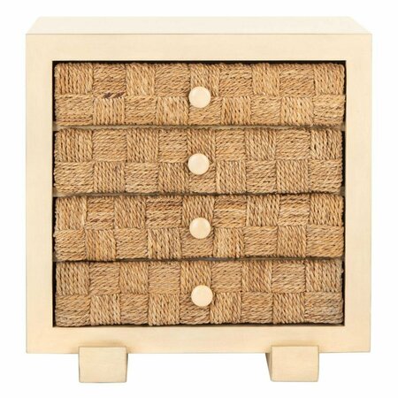 SAFAVIEH 26 x 26 x 20 in. Rosario Woven Wood Nightstand, Natural SFV1303A